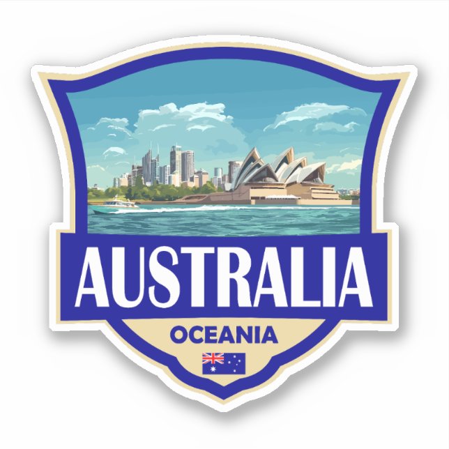 Sticker Australie Illustration Badge Rétro (Devant)