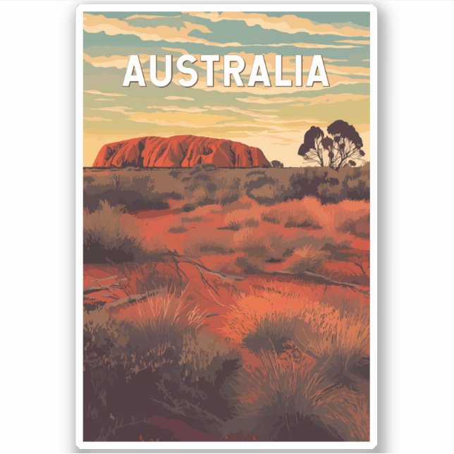 Sticker Australie Illustration Travel Art Vintage (Devant)