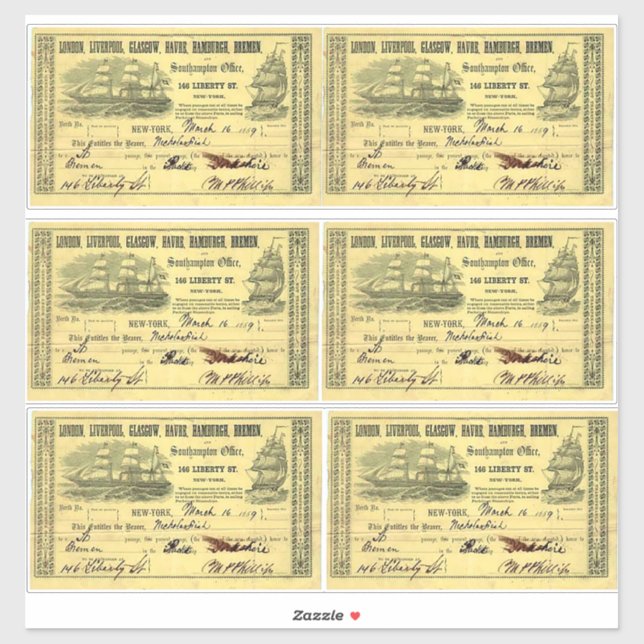 Sticker Authentic British Steamship Pass Vintage voyage (Feuille)