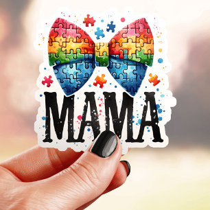 Sticker Autisme Mama Puzzle Pièce Bow