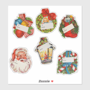 Sticker Autocollants/étiquettes de Noël vintage grand form