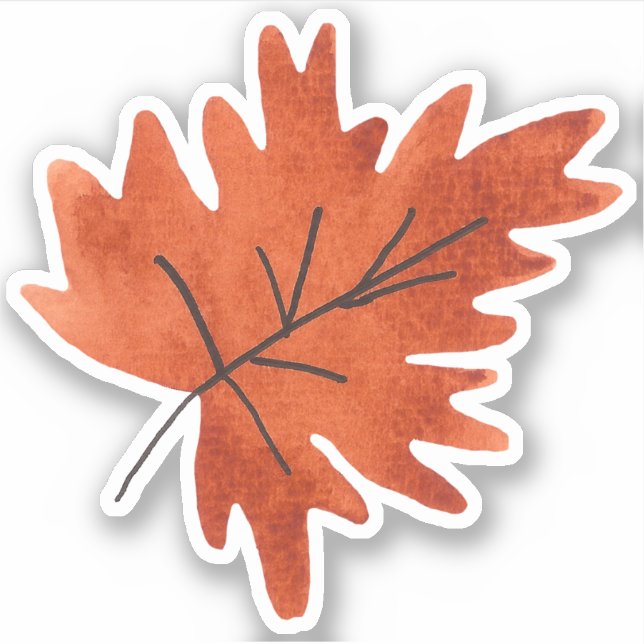 Sticker Automne & Automne Aquarelle Verdure Orange Feuille (Devant)