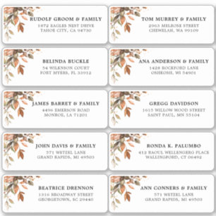 Sticker Automne Feuilles Rustic Country Adresse de l'invit