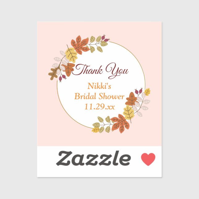 Sticker Automne Floral Wreath Citrouille Gold Merci Favori (Feuille)