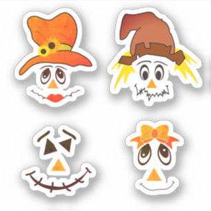 Sticker Automne Halloween Scarecrow visages   Thanksgiving