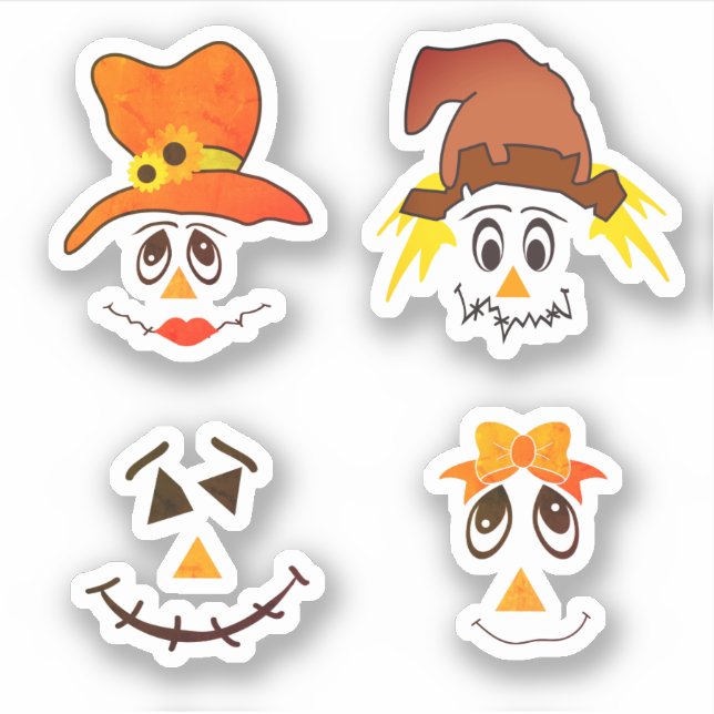 Sticker Automne Halloween Scarecrow visages | Thanksgiving (Devant)