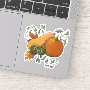 Sticker Automne Hiver Récolte Citrouille Gourd Illustratio