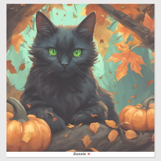 Sticker Automne Kitty (Feuille)
