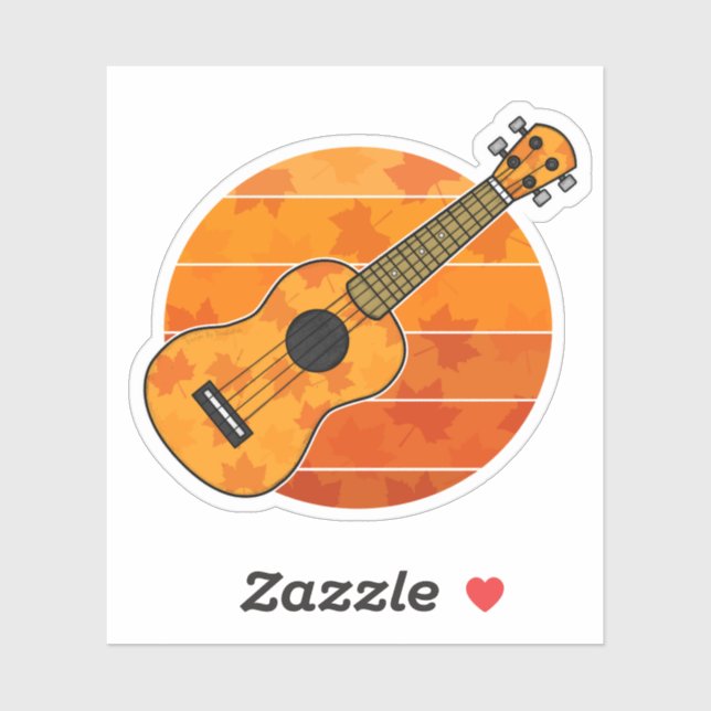 Sticker Automne Ukulele Uke Player Automne Thankgiving (Feuille)