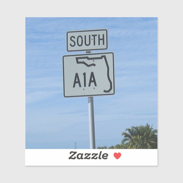 Sticker Autoroute A1A Signe sud Key West Photo (Feuille)