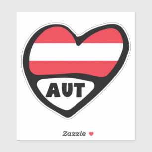 Sticker Autriche Code Pays Drapeau Coeur AUT
