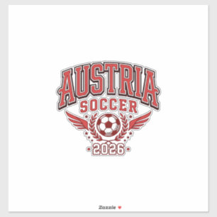 Sticker Autriche Football 2026 Football Gras Pays Typograp