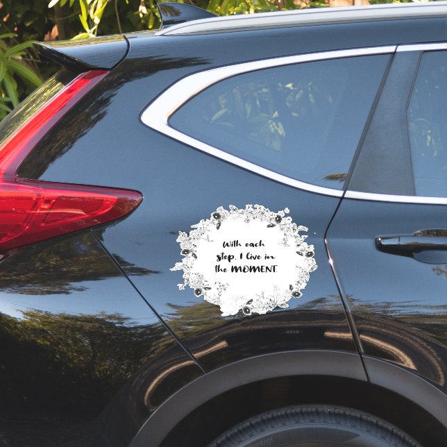 Sticker Avec chaque étape, je vis dans le moment- Mindfuln (Coté voiture)