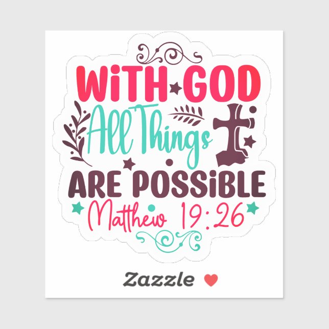 Sticker Avec Dieu, toutes choses sont possibles (Feuille)
