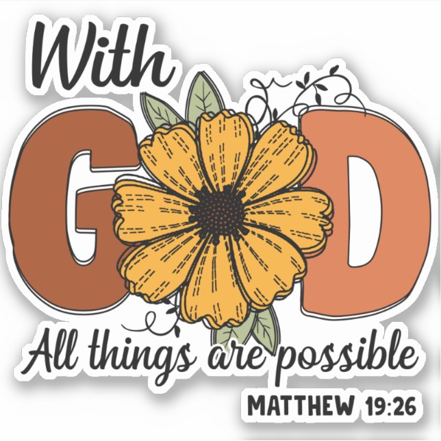 Sticker Avec Dieu Toutes Les Choses Possible Bible Verse C (Devant)
