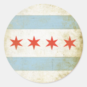 Sticker avec drapeau Chicago en détresse
