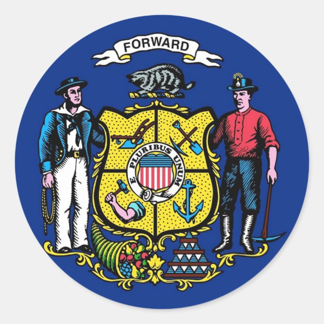 Sticker avec drapeau du Wisconsin (Devant)