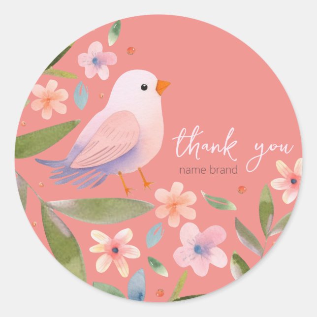 Sticker avec oiseau et fleurs sur arrière - plan r (Devant)