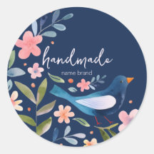 Sticker avec oiseaux et fleurs sur fond bleu foncé
