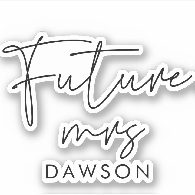 Sticker Avenir minimaliste moderne Mme Future Mariée (Devant)