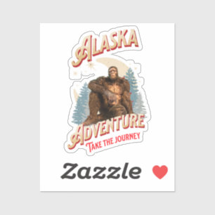 Sticker Aventure Bigfoot en Alaska Art Rétro de la Nature