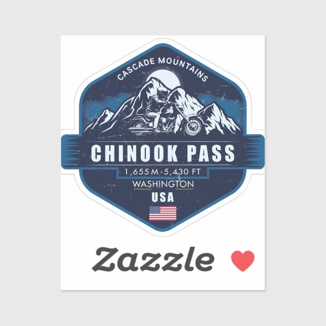 Sticker Aventure en moto à Chinook Pass, Washington   (Feuille)