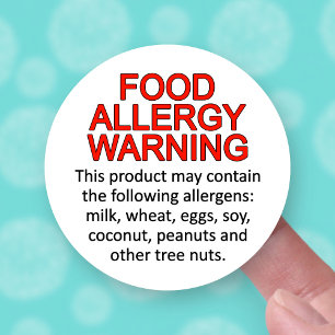 Sticker Avertissement Allergie alimentaire Attention Nuts