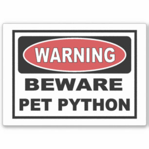 Sticker Avertissement attention python animal pour le serp
