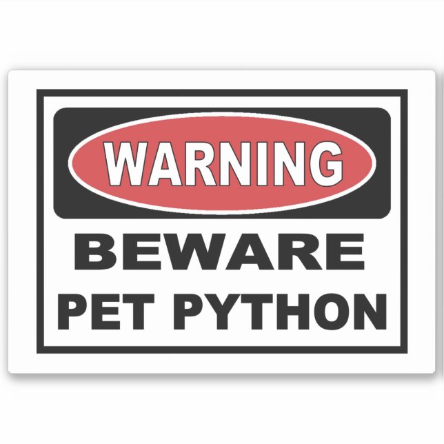 Sticker Avertissement attention python animal pour le serp (Devant)