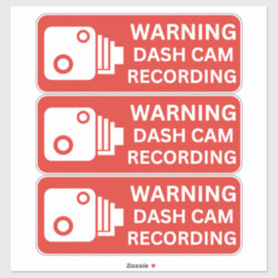 Sticker Avertissement Dash CAM Enregistrement Véhicule Cam
