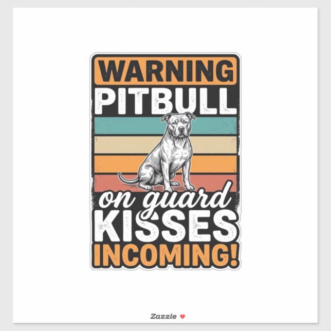 Sticker Avertissement de Pitbull Baisers à venir Design de (Feuille)