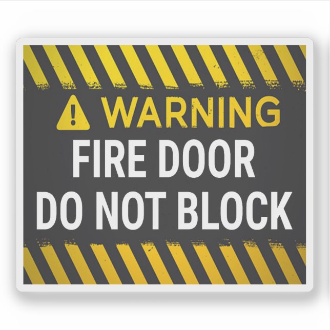 Sticker Avertissement Porte Coupe-Feu Ne Pas Bloquer (Devant)