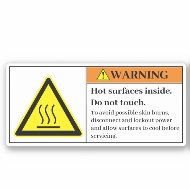 Sticker Avertissement Surface chaude à l'intérieur du Étiq (Devant)