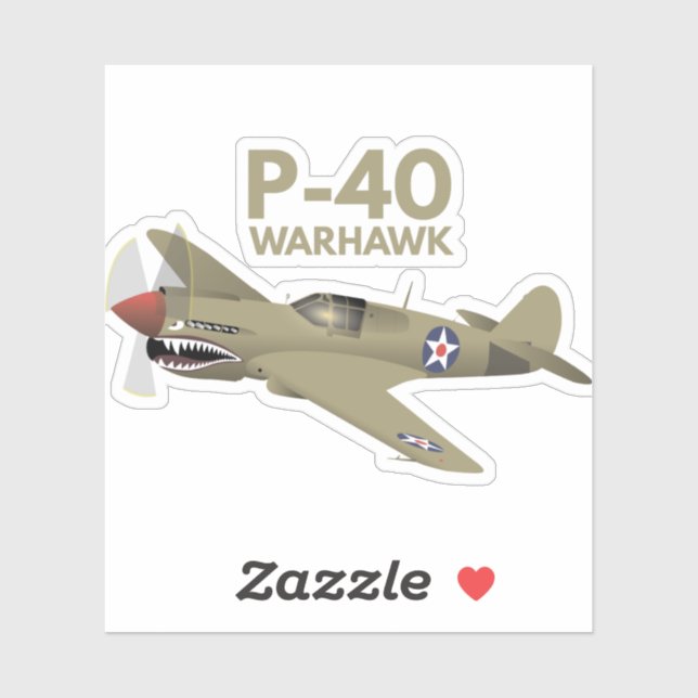 Sticker Avion 2ème guerre mondiale P-40 Warhawk (Feuille)