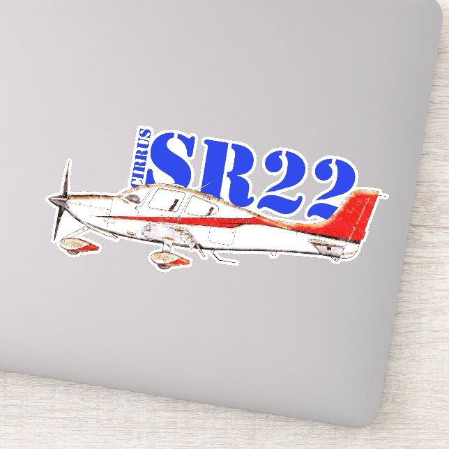 Sticker Avion Cirrus SR22 stylisé avec typographie grasse (Détail)