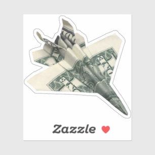 Sticker Avion de chasse à réaction F-18 en origami d'argen