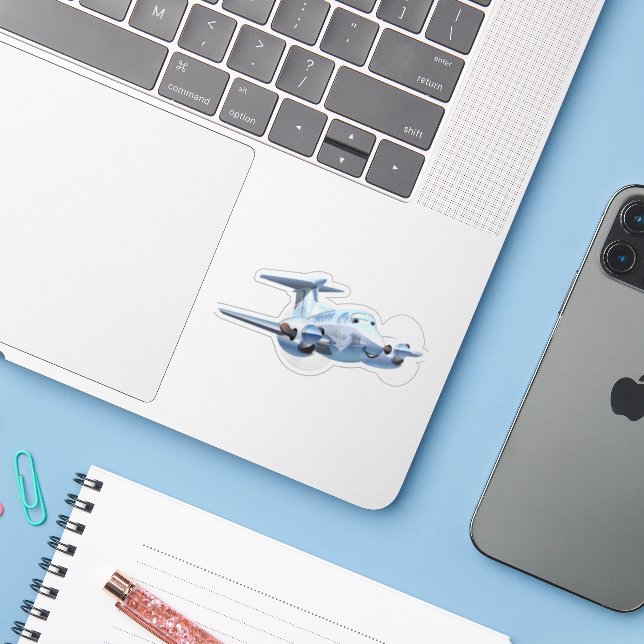 Sticker Avion de dessin (Ordinateur portable avec iPhone)