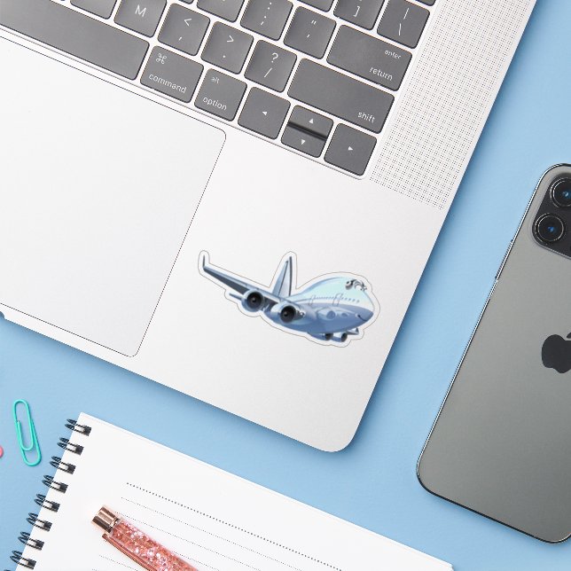 Sticker Avion de dessin (Ordinateur portable avec iPhone)