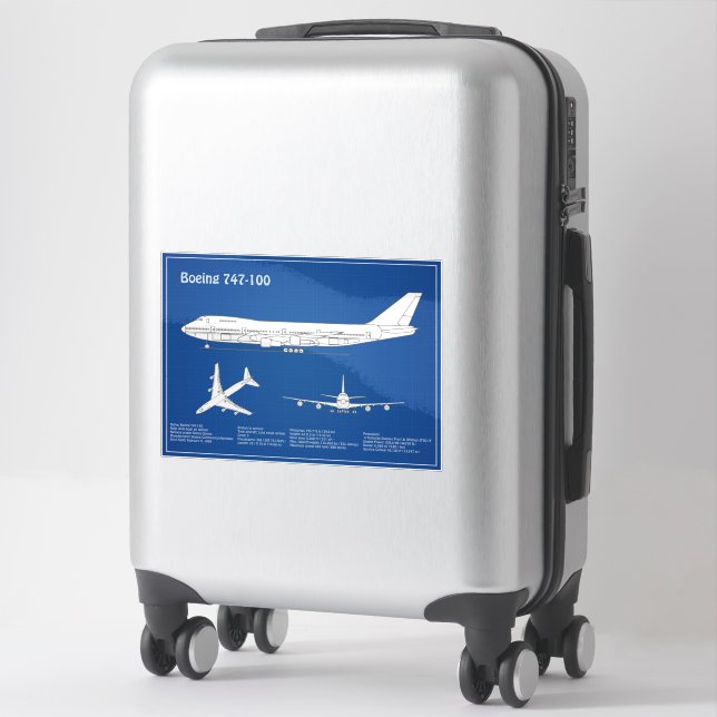 Sticker Avion de ligne 747 - Plan de dessin du plan direct (Sur valise)