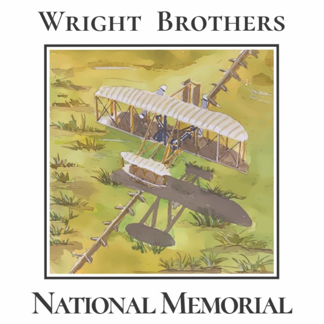 Sticker Avion des frères Wright, Mémorial national (Recto)