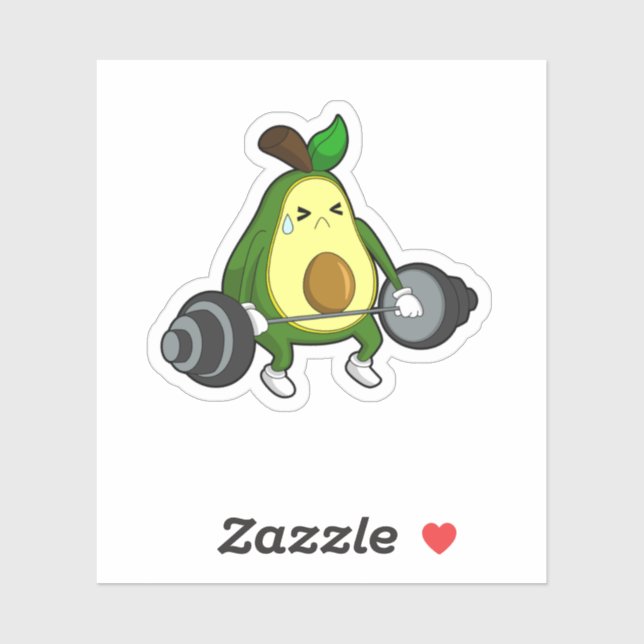 Sticker Avocado à Fitness avec Barbell (Feuille)