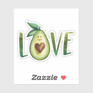 Sticker Avocado Love Watercolor Avaocado Heart Character