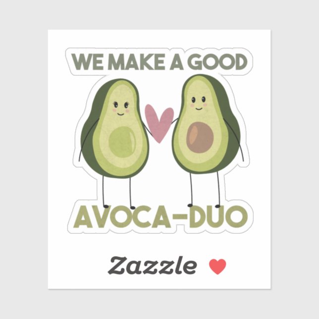 Sticker Avocado Pun : Nous faisons un bon Avoca-duo (Feuille)