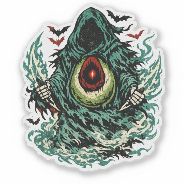Sticker Avocado Shadow Phantom Halloween — Dark Art Retro  (Devant)