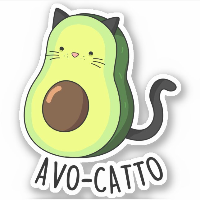 Sticker Avocatto Drôle Avocado Pun de chat (Devant)