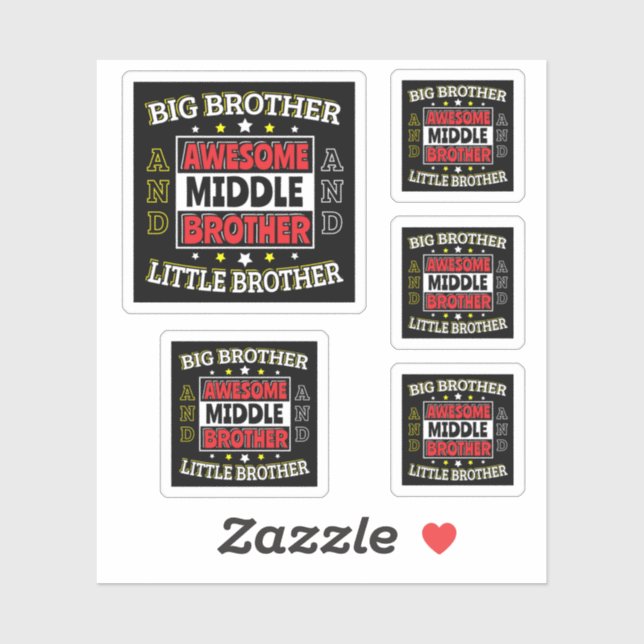 Sticker Awesome Middle Brother - est grand et petit (Feuille)