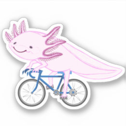 Sticker Axolotl à vélo