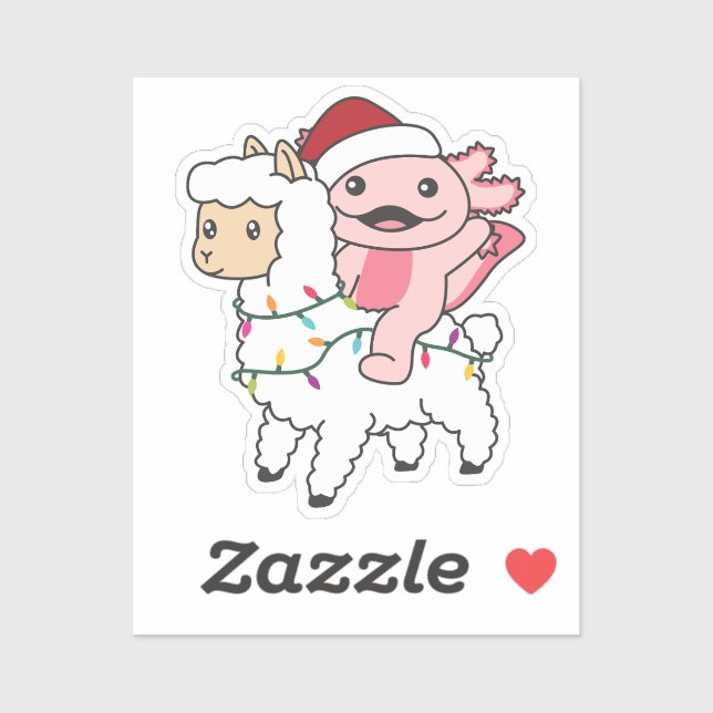 Sticker Axolotl Llama Alpaca Noël Animaux d'hiver (Feuille)