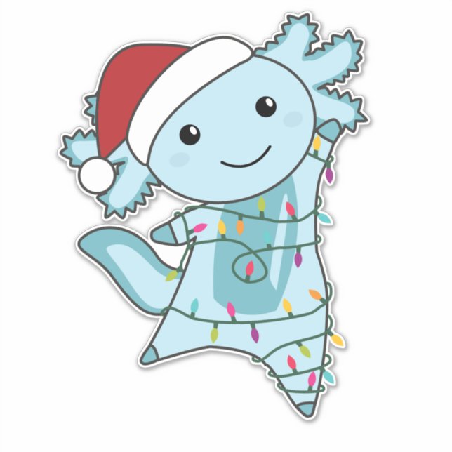 Sticker Axolotl Merry Christmas Winter Animals Axolotls (Devant)