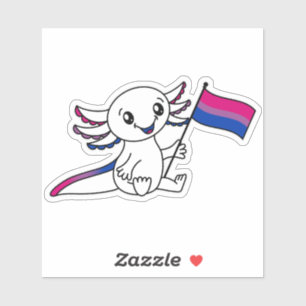 Sticker Axolotl mignon avec drapeau de fierté bisexuelle L